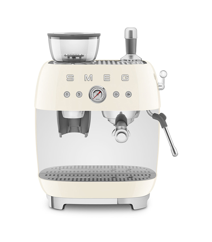Smeg Macchina da Caffè Espresso Manuale con macinacaffè integrato 50’s Style – Panna LUCIDO – EGF03CREU