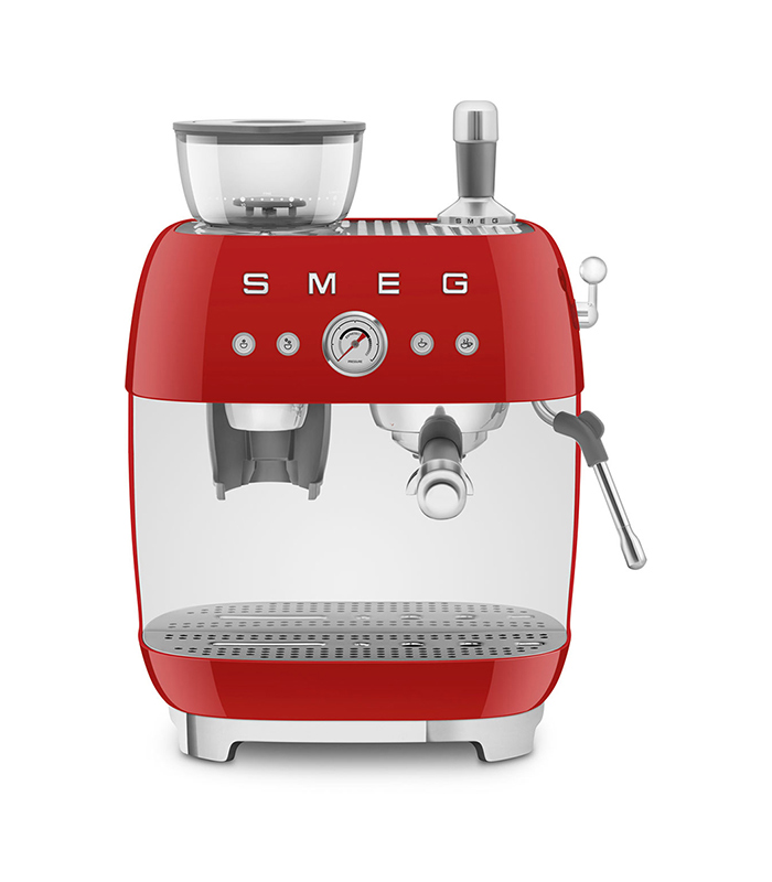 Smeg Macchina da Caffè Espresso Manuale con macinacaffè integrato 50’s Style – Rosso LUCIDO – EGF03RDEU