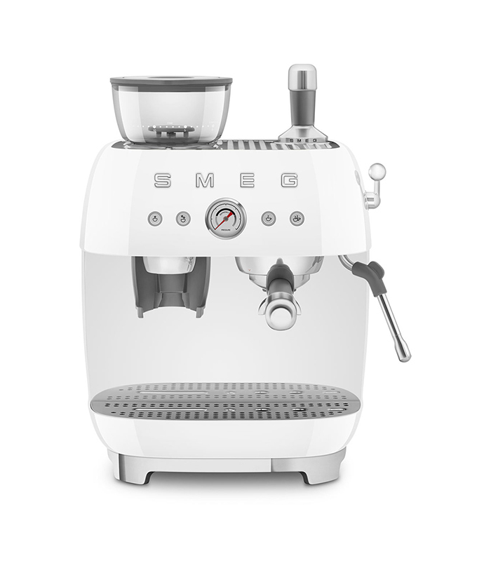 Smeg Macchina da Caffè Espresso Manuale con macinacaffè integrato 50’s Style – Bianco LUCIDO – EGF03WHEU